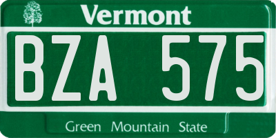VT license plate BZA575
