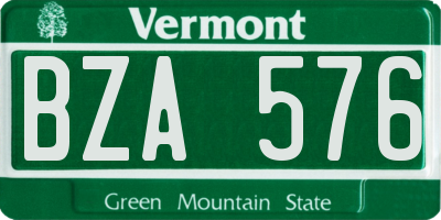 VT license plate BZA576