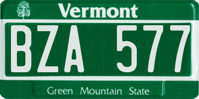 VT license plate BZA577