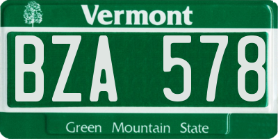 VT license plate BZA578