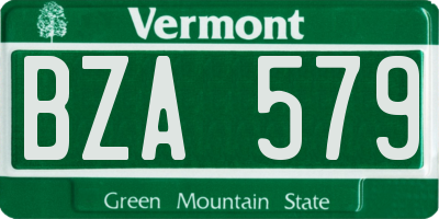 VT license plate BZA579