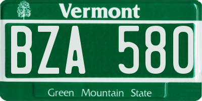 VT license plate BZA580