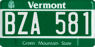 VT license plate BZA581