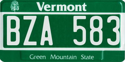 VT license plate BZA583