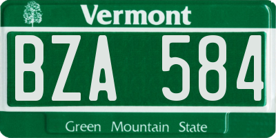 VT license plate BZA584