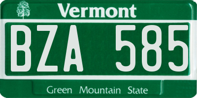 VT license plate BZA585