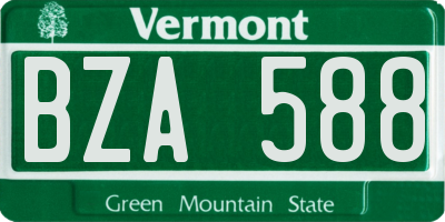 VT license plate BZA588