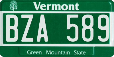 VT license plate BZA589