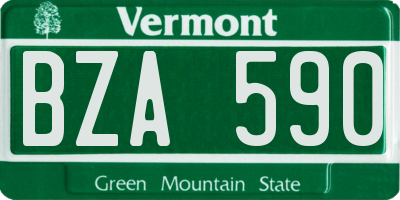 VT license plate BZA590