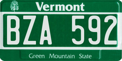 VT license plate BZA592