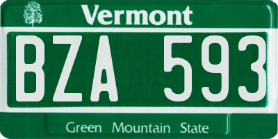 VT license plate BZA593