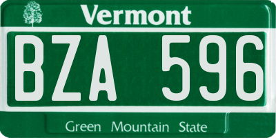 VT license plate BZA596