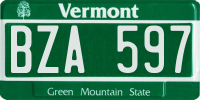 VT license plate BZA597