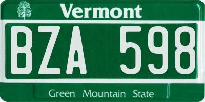 VT license plate BZA598