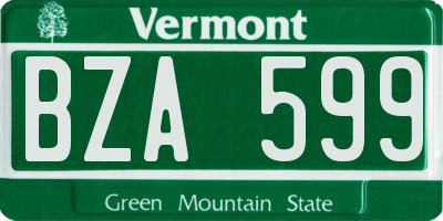 VT license plate BZA599