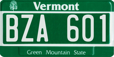 VT license plate BZA601