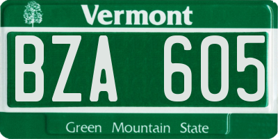 VT license plate BZA605