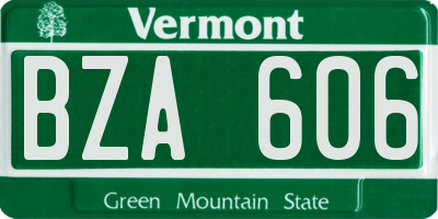 VT license plate BZA606