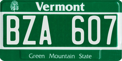 VT license plate BZA607