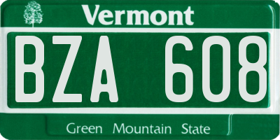 VT license plate BZA608