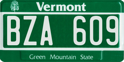 VT license plate BZA609