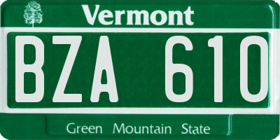 VT license plate BZA610