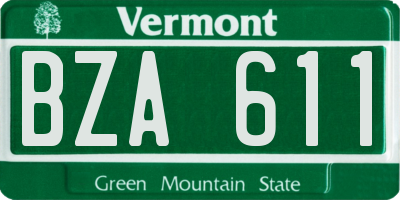 VT license plate BZA611