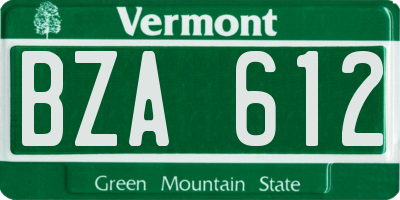 VT license plate BZA612