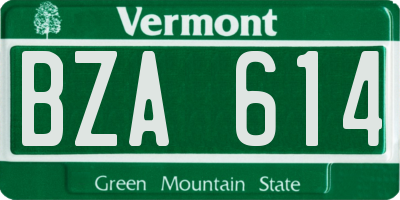 VT license plate BZA614