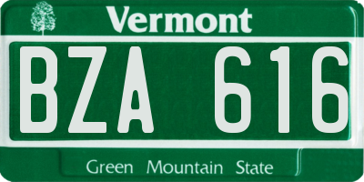 VT license plate BZA616