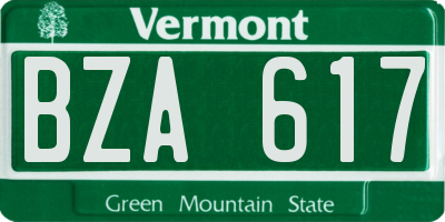 VT license plate BZA617