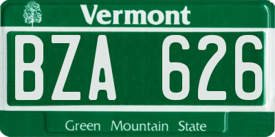 VT license plate BZA626