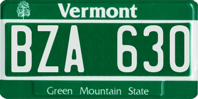 VT license plate BZA630