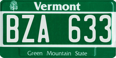 VT license plate BZA633