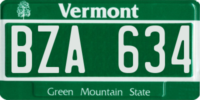 VT license plate BZA634