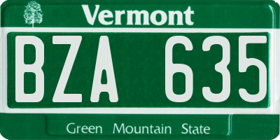 VT license plate BZA635