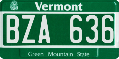 VT license plate BZA636