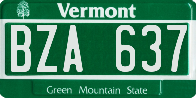 VT license plate BZA637