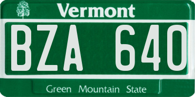 VT license plate BZA640
