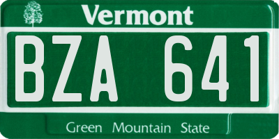 VT license plate BZA641