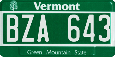 VT license plate BZA643