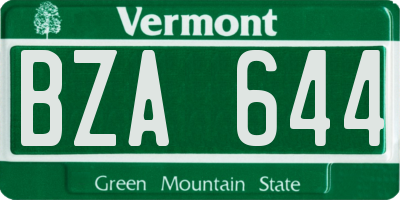 VT license plate BZA644