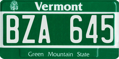 VT license plate BZA645