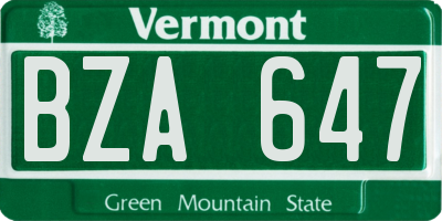 VT license plate BZA647