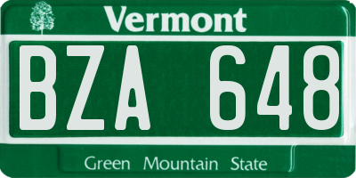 VT license plate BZA648