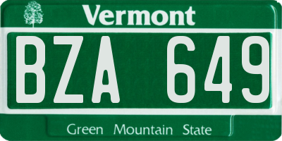 VT license plate BZA649