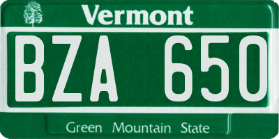 VT license plate BZA650
