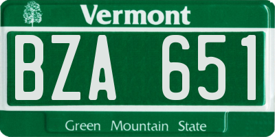VT license plate BZA651