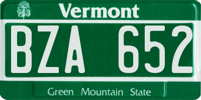 VT license plate BZA652