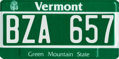 VT license plate BZA657